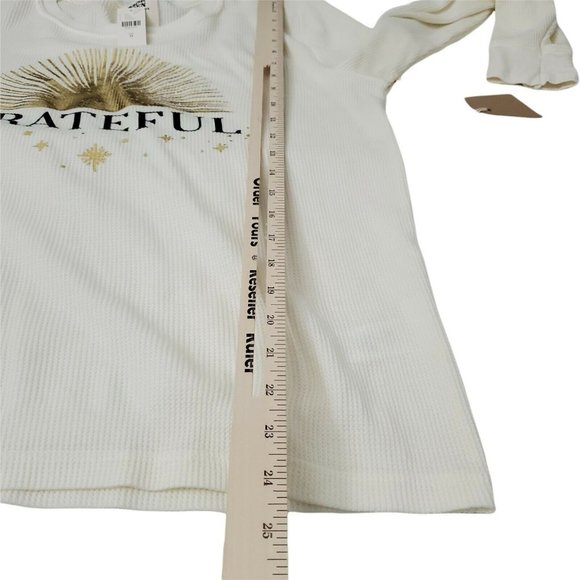 Back When by Anthropologie Sweater Medium Ivory Grateful Graphic Long Sleeve NWT - Picture 10 of 11